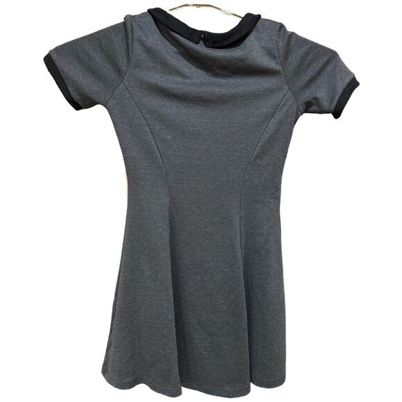 HM Womens Dress 8 Gray Wednesday Adams Inspired Peter Pan Black Collar Grunge - Picture 3 of 8